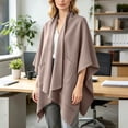 thumbnail image 3 of Lutiedan Shawl Wraps for Women, Soft Elegant Poncho Cape with Pockets, Open Front Scarf Blanket Cardigan for Fall Winter,Coffee, 3 of 7