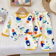 thumbnail image 6 of TOWED22 Kids Child Toddler Boys Pajama Set 2 Piece Long Sleeve Pullover Top with Elastic Waist Pants Cotton Print Soft Sleepwear 6-12 Months 12-24 Months 2t 3t 4t 5t 6t 7t 8t 9t Children,Yellow,4-5 Y, 6 of 7
