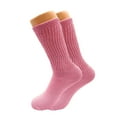 thumbnail image 3 of Mid Calf Crew Socks for Women 3 Pairs Pink Cotton Socks Size 9-11, 3 of 6