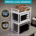 thumbnail image 4 of Microwave Oven Rack, Expandable Microwave Stand Countertop Kitchen Utensils Tableware Storage, Carbon Steel Over Microwave Shelf Countertop 3 Tier with 3 Hooks, 4 of 14