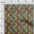 thumbnail image 1 of oneOone Polyester Lycra Fabric Leaves & Floral Block Printed Fabric 1 Yard 56 Inch Wide, 1 of 4