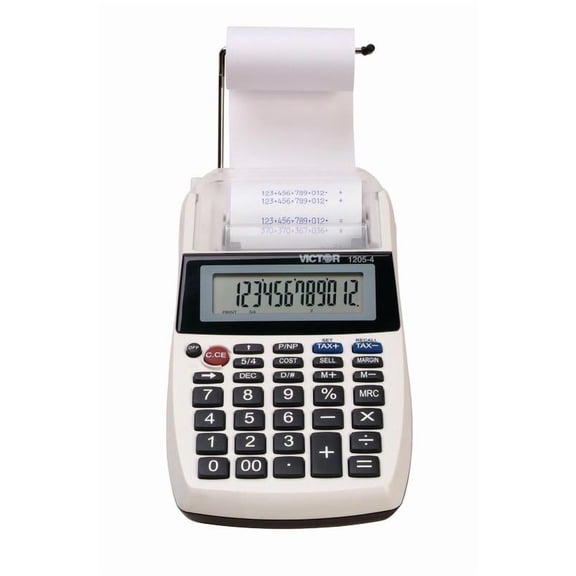 Victor 12-Digit Portable Printing Calculator, 2.0 LPS Printer with Cost, Sell & Margin Keys, Palm Calculator with Swing-Out Paper Arm, Black (1205-4)