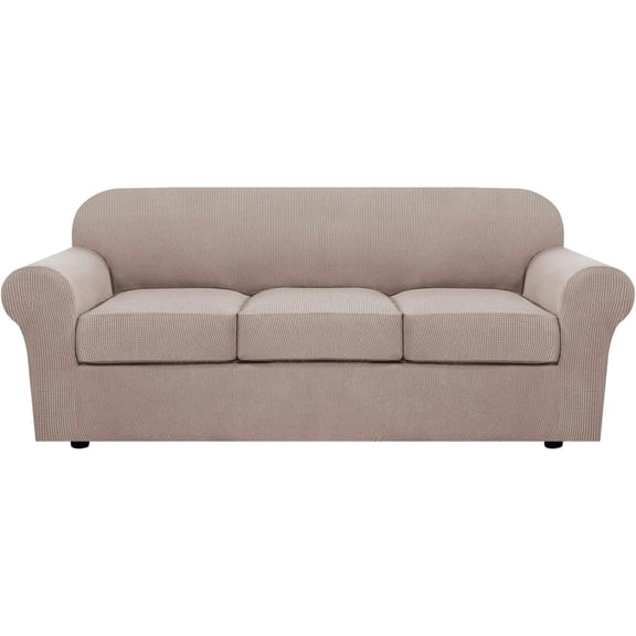 Sxpopstore H.Versailtex Stretch Sofa Covers for 3 Cushion Couch Covers for Living 4 Piece, Sand
