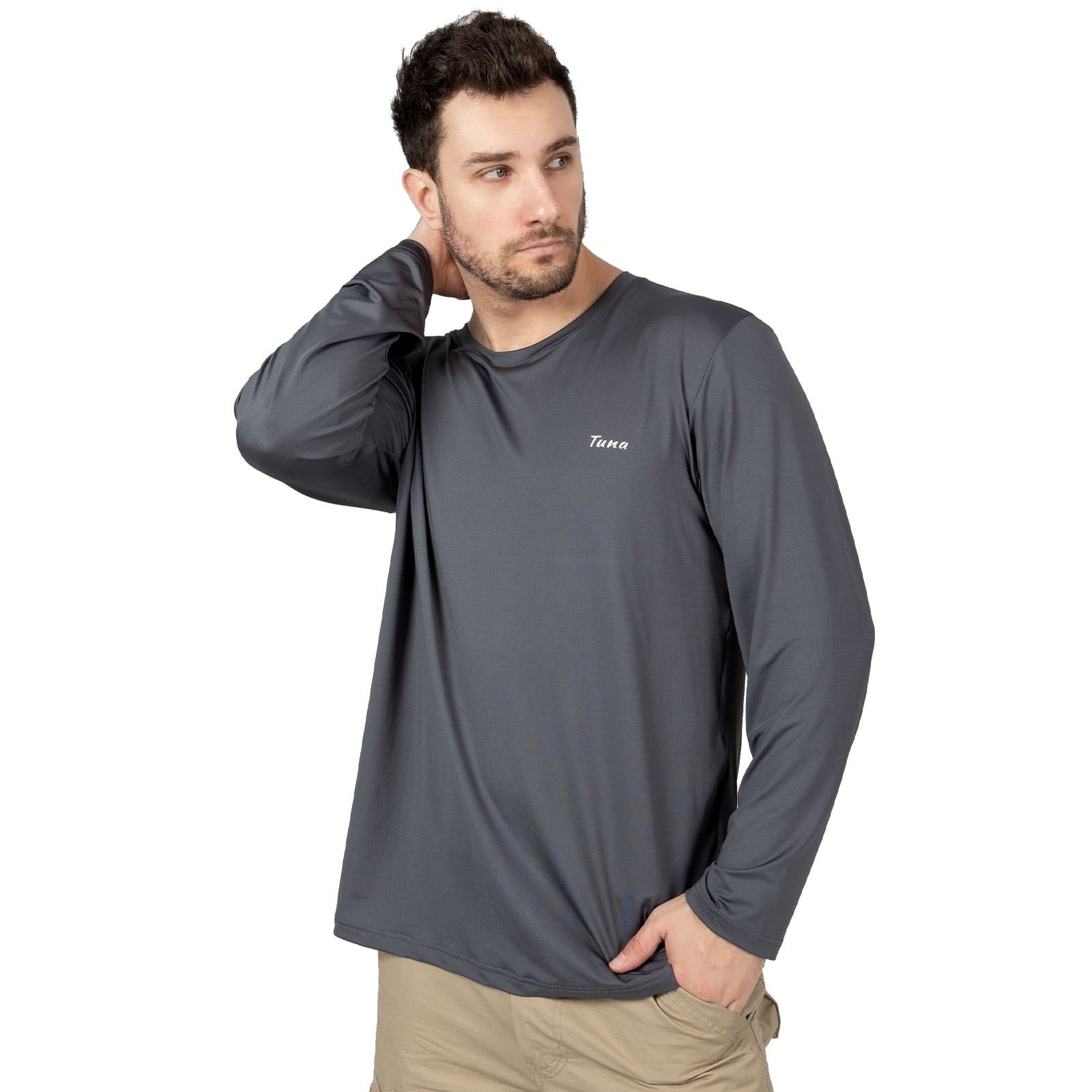 Tuna Fishing Shirts for Men Long Sleeve UPF 50+ UV Sun Protection Rash  Guard Quick Dry for Hiking Running Swimming (Dark Grey XL 5#)
