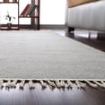thumbnail image 2 of Rugsotic Carpets Eco-Friendly Woven Hand Woven Kilim Flat Weave Silver Solid Area Rug, 8'x8' Square, Antimicrobial, 2 of 7