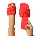 thumbnail image 2 of Women's Pleated Square Toe Slide Sandals, Trendy Wedding & Summer Flat Sandals, 2 of 4