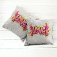 thumbnail image 6 of Ambesonne Colorful Throw Pillow Cover 2 Pack, Love Words on Brick, 24", Yellow Beige Pink, 6 of 7