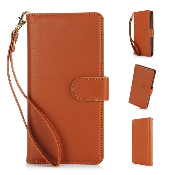 Wallet Case for iPhone XS Max, [TPU Shockproof Interior Case] Kickstand [RFID Blocking] Card Slot, Magnetic PU Leather Folio Cover Compatible,With strap,Flip Cover with Card Holder,Brown