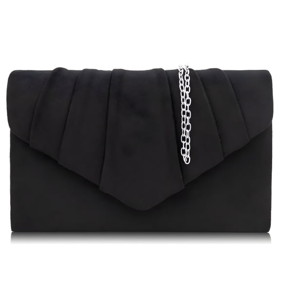 GASTROPOD 2026 New Women Evening Bag Suede Pleated Clutch Purse Envelope Clutches for Party,Dates,Wedding,Formal,Evening Black Clutch Purse