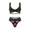 thumbnail image 4 of Daiia Mexican Flower Traditional1 Women's Bikini Set Two Piece Swimsuit High Waisted Bikini Adjustable Straps Bikini Perfect for Beach, Pool, and Summer Vacation-, 4 of 9