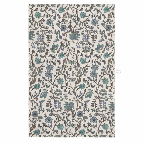 Teal Green Leaf 1 Pack Kitchen Towel, Water Absorbent Dish Towel, Vintage Farmhouse Boho Pastoral Tribal Decorative Hand Towels - Quick Drying Cloth for Cooking Baking, 18x28 Inch