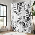 thumbnail image 3 of Black Eucalyptus Leaf Shower Curtain, Black Botanical Watercolor Plants Bathroom Curtain Bathtub Home Decor Waterproof Fabric Machine Washable with 12 PCS Hooks,72" Wx72 L, 3 of 6
