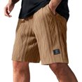 thumbnail image 2 of longantii Mens Waffle Corduroy Shorts Elastic Waist Drawstring Casual Texture Lightweight Short Summer Beach Pants with Pockets Khaki XXL, 2 of 5