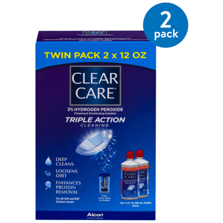 (2 Pack) Clear Care Triple Action Cleaning Twin Pack, 12.0 FL