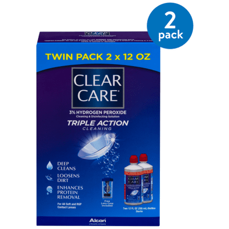 Eyes Car - (2 Pack) Clear Care Triple Action Cleaning Twin Pack, 12.0 FL OZ