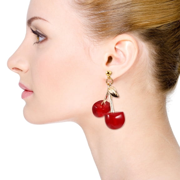 LOLIPPYY 1 Pair Cherry Earrings Statement Jewelry with Dangle Design for Women