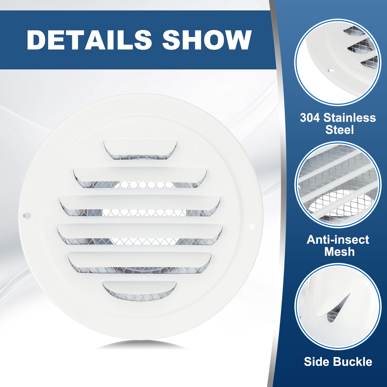 Uxcell Round Air Vents Cover 304 Stainless Steel Louver Grille for Ceiling Mount White 3 Inch