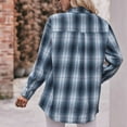 thumbnail image 5 of YDFCWXW Flannel Shirt for Women Button Down Long Sleeve Plaid Shirts Collared 2025 Casual Work Tops Blue, L, 5 of 7