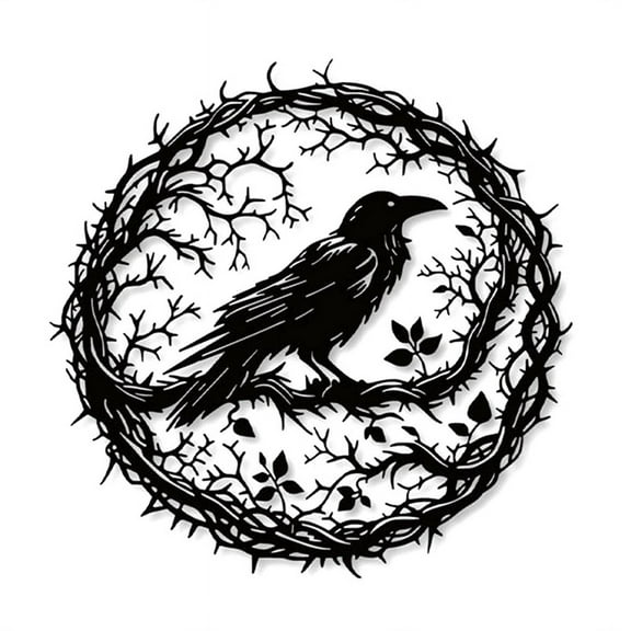 Raven Bird Metal Wall Art,Crow Wall Art Decor Sculpture, Design Home Decor for Garden Kitchen Balcony