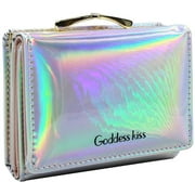 Fashion Women Trifold Wallet Shiny Holographic Ladies Girls Purese Clutch Coin Pocket Card Holder Organizer