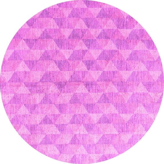 Ahgly Company Indoor Round Abstract Pink Modern Area Rugs, 8' Round