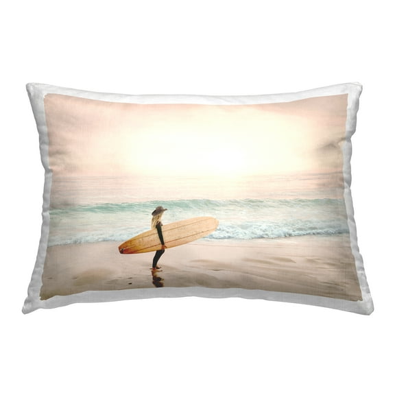 Stupell Industries Surfer Cowgirl on Beach Decorative Printed Throw Pillow Design by Sisi and Seb.