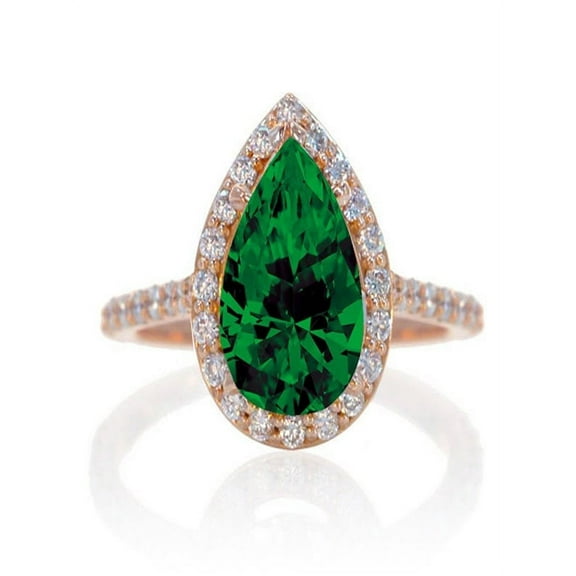 1.5 Carat Pear Cut Emerald Halo Desiger Engagement for Woman on 10k White Gold