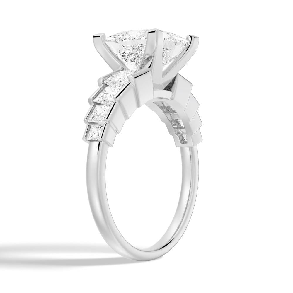 ESTE ORIGIN 4Ct Princess Cut Moissanite Engagement Ring Set - Bridal Wedding Ring Set with Eternity Band 18K White Gold US 9