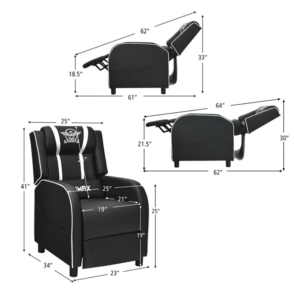 Finihen Massage Recliner Chair, Massage Racing Gaming Single Recliner Chair, for Gaming Room, Home Theater, White Finihen Massage Recliner Chair, Massage Racing Gaming Single Recliner Chair, for Gaming Room, Home Theater, White