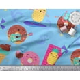 thumbnail image 2 of Soimoi Blue Rayon Crepe Fabric Beech & Fun Party Print Sewing Fabric Yard 46 Inch Wide, 2 of 5