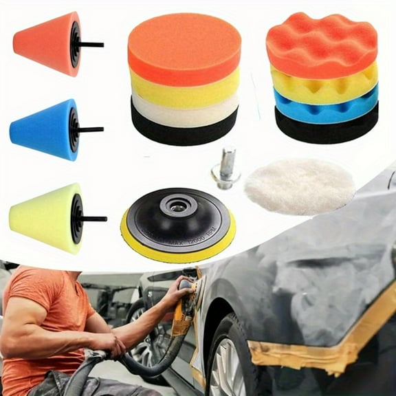 Car Buffers and Polishers Kit for Drill, 14Pcs Drill Polishing Wheel Foam Ball Buffing Pads Sponge Ball for Automotive Car Wheels Care, Metal, Plastic, Ceramic and Glass