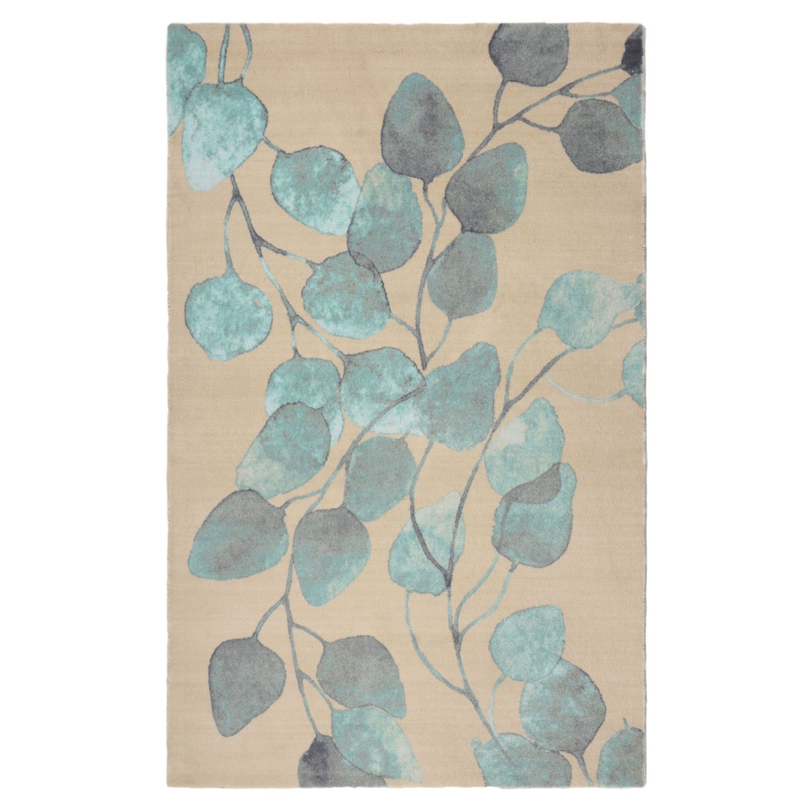 RugSmith Turquoise Ficus Modern Floral Area Rug