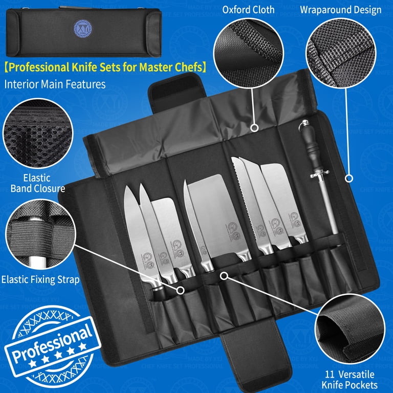 XYJ Stainless Steel 8-pc Chef Knife Set with Bag, Sheath