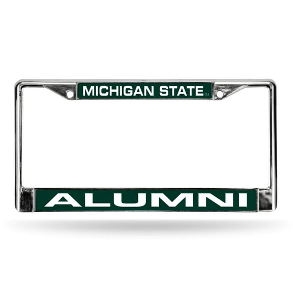 Michigan-St-Spartan's Chrome Metal ALUMNI License Plate Frame Holder