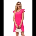 thumbnail image 3 of Vestidos de Verano para Mujer, Cuello en V, Corta, Vestido Informal, Rosa Rojo, Talla M, 3 of 8