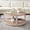 OAK, variant on Bezzze 40 inch Curved 2-Tier Round Wooden Coffee Table with Wheels, Mid Century Rustic Style for Living Room Office Apartment, Oak