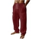 thumbnail image 2 of Ceisia Men's Lightweight Cotton Linen Pants Elastic Waist Drawstring Baggy With Four Large Pockets Pj Casual Wine M Gift, 2 of 9