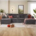 thumbnail image 2 of Ovios 133'' x 70'' U-Shaped Oversized Sectional Sofa Modern Modular Cloud Couch with Deep Seat Plush Corduroy Upholstered Large Comfy Sofa for Living Room, No Assembly, Gray, 2 of 5