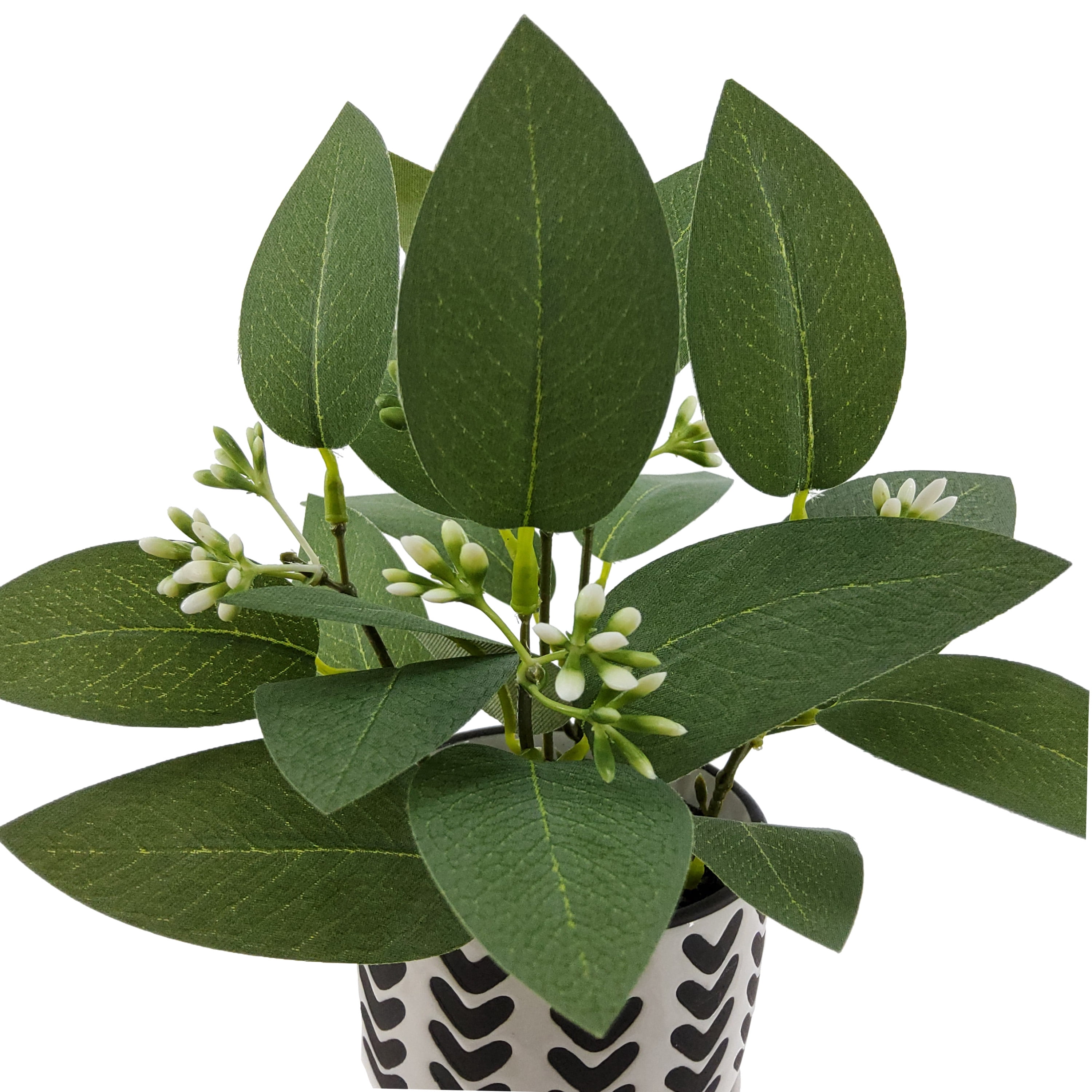 Mainstays Artificial Green Plant in Chevron Ceramic Pot, 8 Inches