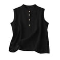 thumbnail image 3 of Linen Tank Tops Flowy Plain Gauzy Tees Summer Tops Linen Vest Women Summer Blouses For Women Linen Tops For Women Peasant Blouse Loose Fit Tee Shirt Women Flowy Tops For Women Black XL, 3 of 4