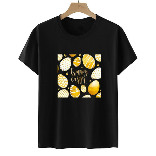 Daisyyozoid Nouvelles Arrivées Hauts pour Femmes Joyeuses Pâques Mode Manches Courtes Imprimé