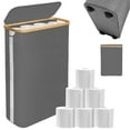 thumbnail image 1 of ZYNERY 50l estante de almacenamiento de papel higiénico con tapa - capacidad para 24 o 18 rollos, almacenamiento  de papel , cesta de papel higiénico de baño que ahorra espacio (Gris), 1 of 7