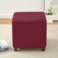 thumbnail image 2 of CHUNTIAN Stretch Ottoman Covers, Soft Square Ottoman Slipcover Jacquard Storage Stool Cover Footstool Slipcover for Living Room Furniture Protector (Navy), 2 of 5