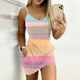 thumbnail image 2 of Moda para mujer sin mangas gradiente flores impresas con bolsillo en la cintura vestido de verano con cuello en V Mini vestido de tirantes Pompotops ghjkhdj8531, 2 of 5