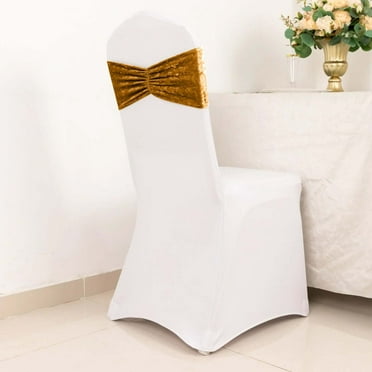 Efavormart 5 Pack Navy Blue Premium Crushed Velvet Ruffle Chair Sashes, Decorative Wedding Chair Bands