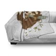 thumbnail image 3 of Sloth Soft Flannel Fleece Blanket, Happy Cheerful Animal Swinging on Tree Branch Hand Drawn Cartoon Illustration, Cozy Plush for Indoor and Outdoor Use, 50" x 60", Brown Khaki Grey, by Ambesonne, 3 of 6