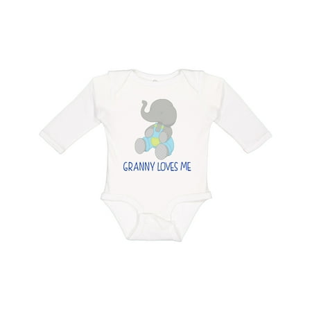 

Inktastic Granny Loves Me Elephant Gift Baby Boy or Baby Girl Long Sleeve Bodysuit