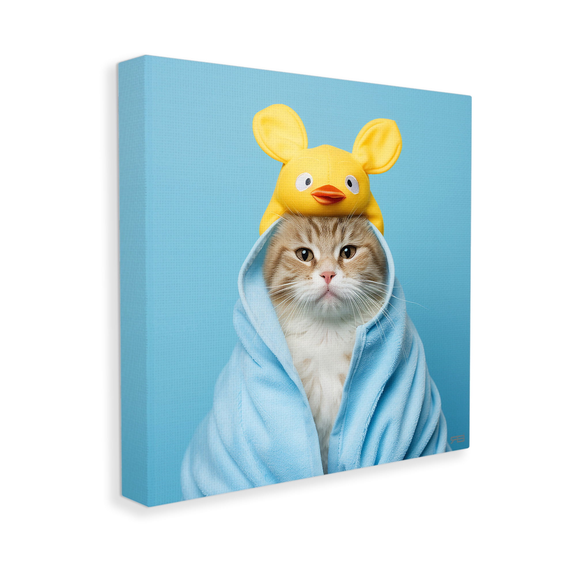 Stupell Industries Cat in Cozy Bathrobe Animals & Insects Painting Gallery Wrapped Canvas Art Print Wall Art, 17 x 17