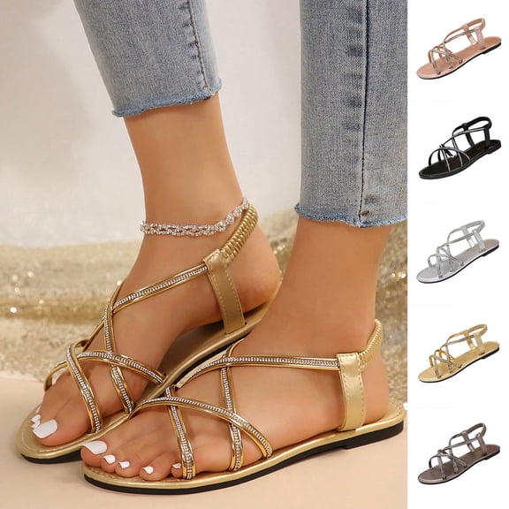 Women's Slide Sandal , Women Flip Flops Rhinestone Crystal Sandal Shoes for Summer Beach Oceanside Holiday Outdoor