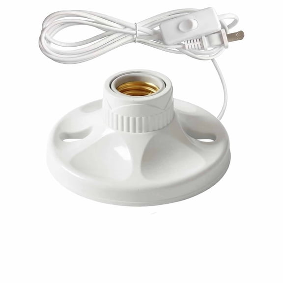 HIBIBUD Plug-In Light Socket with 10Ft Cord,E26/E27 Lamp Holder Base with On/Off Switch,Mountable on Desktop,Wall Or Ceiling,Hardware Included Easy Install Light Socket
